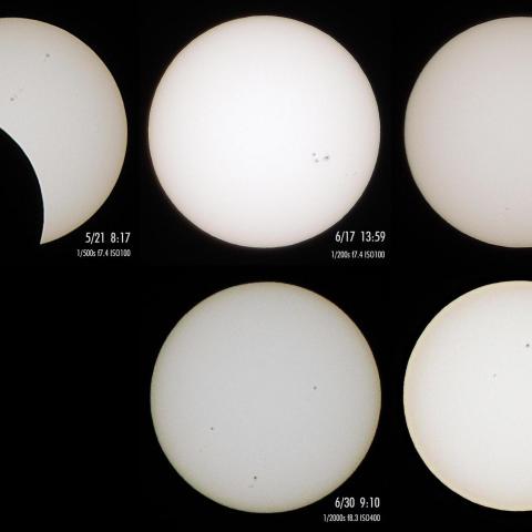 5月下旬~7月上旬の太陽黒点推移