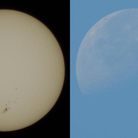 7/10 朝の太陽と月