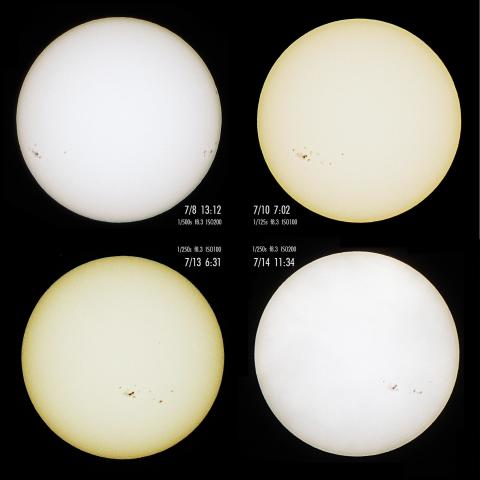 7/8～7/14の太陽黒点推移