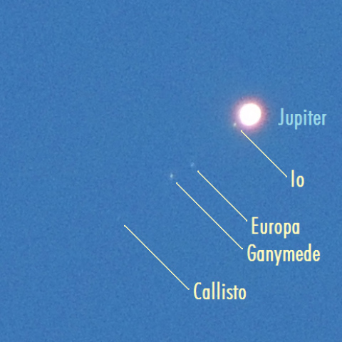 朝の木星とガリレオ衛星