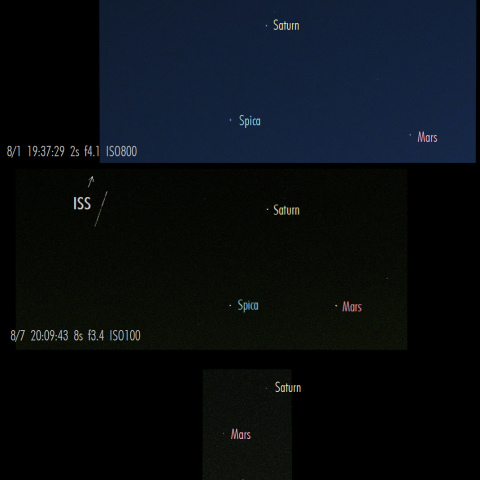 2012夏・土星とスピカの間をすり抜ける火星