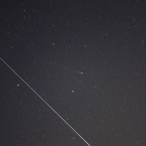 ラブジョイ彗星と流星at鬼怒川河川敷