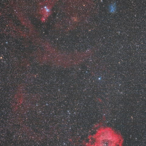 ばら星雲とクリスマスツリー星団