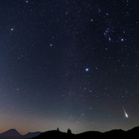 冬の大三角と流星