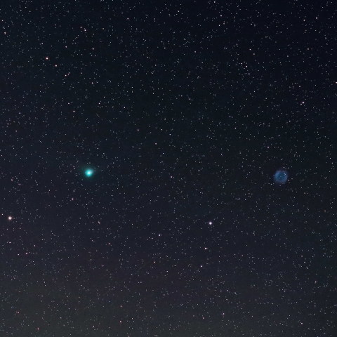 6月2日未明のパンスターズ彗星と螺旋星雲