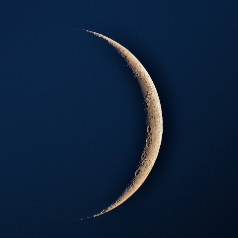 薄明中の三日月