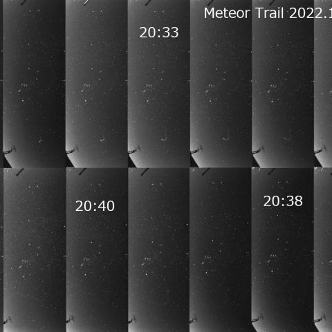 ふたご座流星群の夜の流星 & 流星痕（mono版）