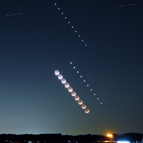 月齢2.1と金星・木星