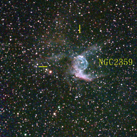 夜空は宝石箱(トールのかぶと星雲 NGC2359) Seestar50