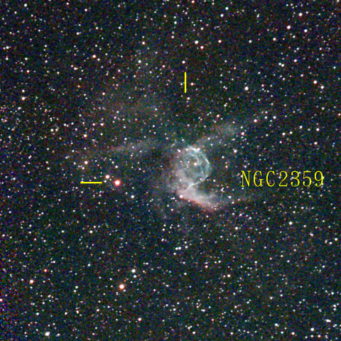 夜空は宝石箱(トールのかぶと星雲 NGC2359) Seestar50