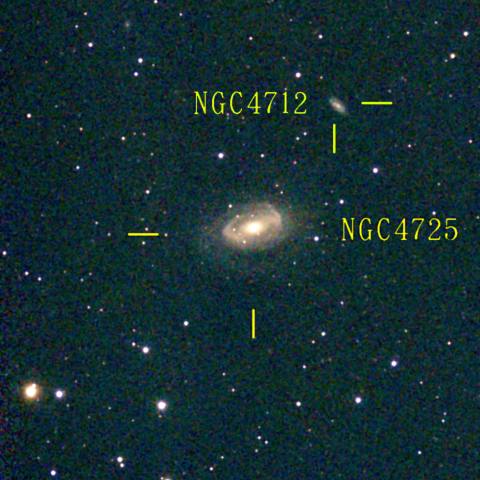 夜空は宝石箱(かみのけ座 NGC4725) Seestar50