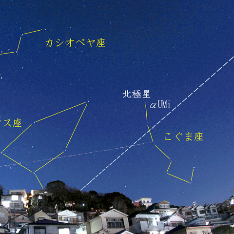 北天を通過する国際宇宙ステーション（ISS）