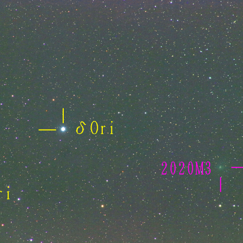 オリオン座に鎮座するアトラス彗星
