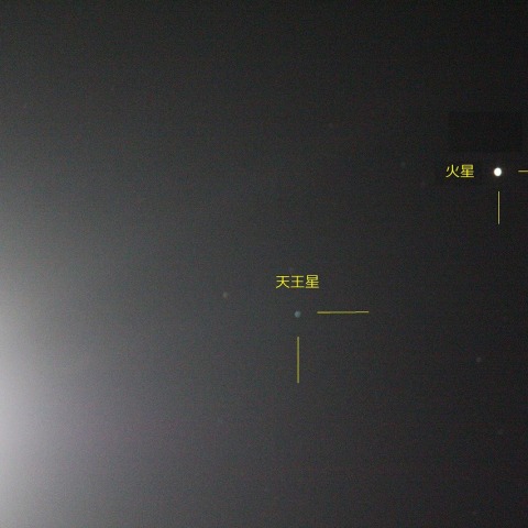 今年最小の上弦の月と火星、天王星