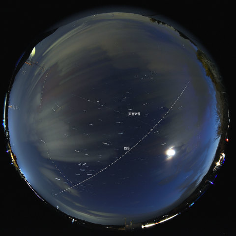 交差するISSと天宮2号