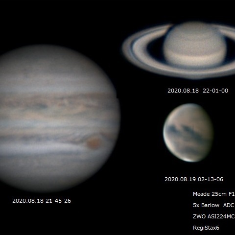 8月18-19日　木星・土星・火星