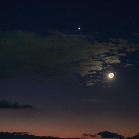 月と金星、水星、アンタレス