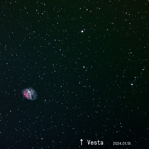 小惑星ベスタとM1（かに星雲）の接近