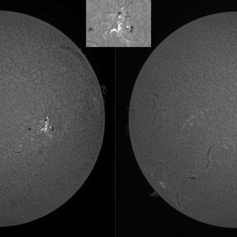 太陽面（10月15日　5分間の変化）