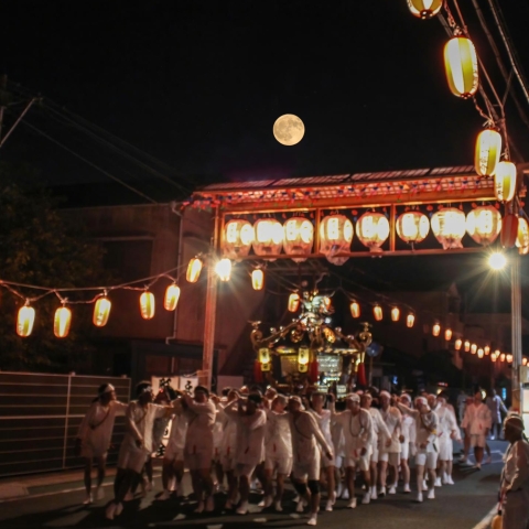 満月と夏祭り