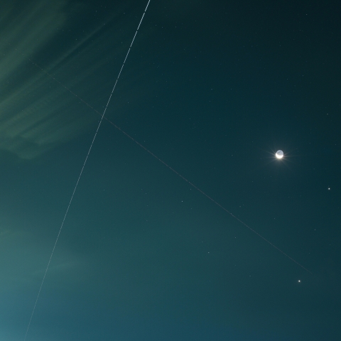 ISSと月、木星、金星