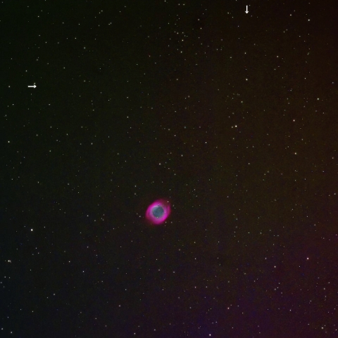 らせん状星雲と小惑星ヘーベの接近