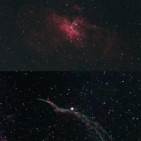 スマート望遠鏡による満月下の星雲（M16,NGC6960）