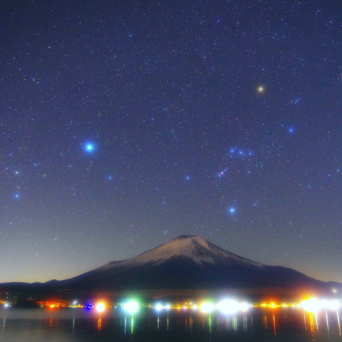 富士とふたご座流星