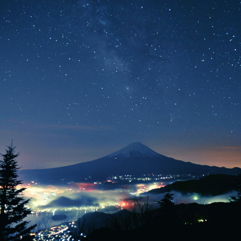 富士山と銀河