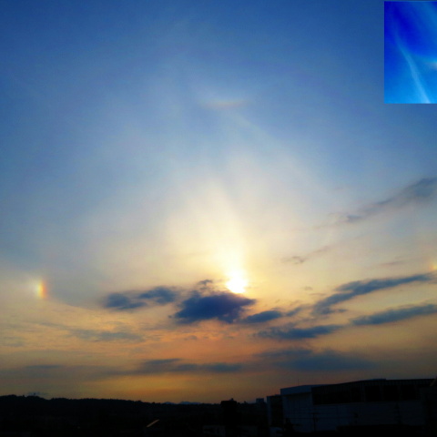 夕日と環天頂アーク、幻日