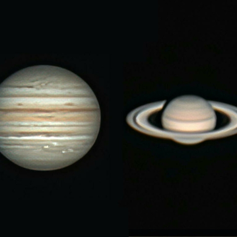 口径10cmによる木星と土星