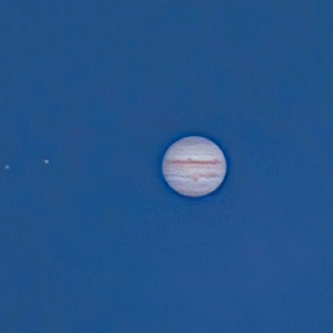 昼間の木星（大赤斑と衛星）