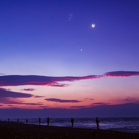 月、すばる、金星の接近と水星