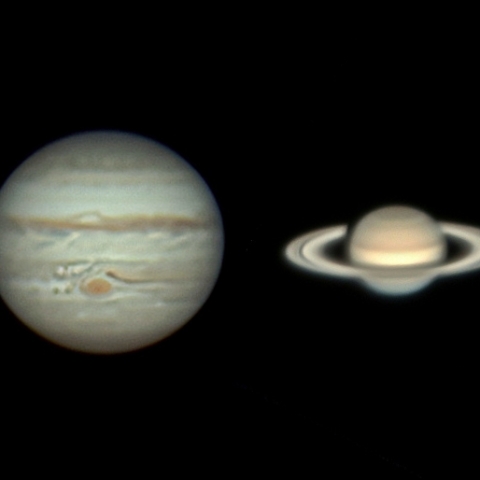 同一夜の木星と土星