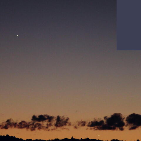 東方最大離角の水星と沈む金星