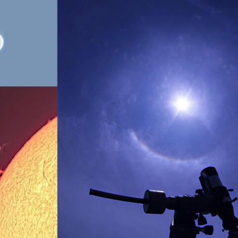 日暈の中の太陽と金星