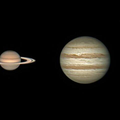 同一夜の土星と木星