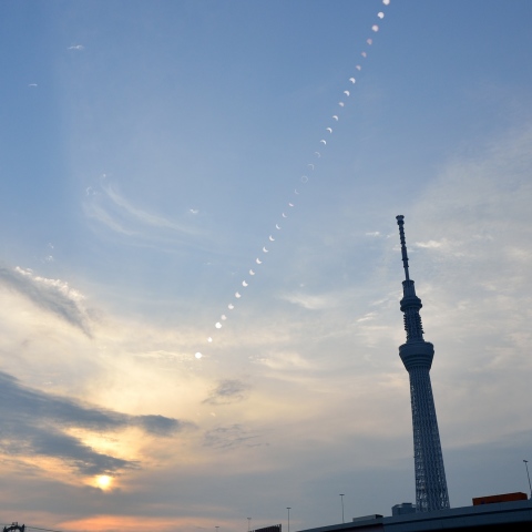 東京スカイツリーと金環日食
