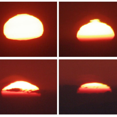 日没時のゆらいだ太陽（２）