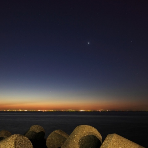 西方最大離角の金星と水星