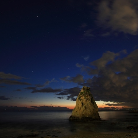 立石海岸夕景の星空