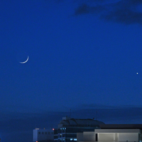 2020年5月24日の月と金星と水星の接近