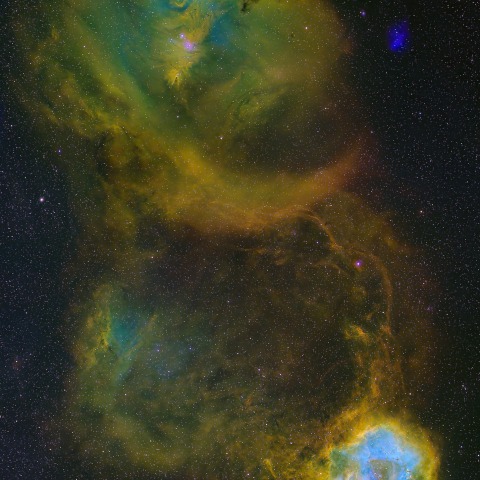 クリスマスツリー星団付近からバラ星雲まで