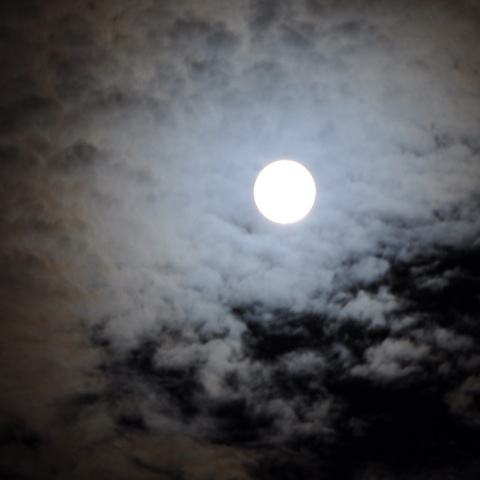 スーパームーンと彩雲