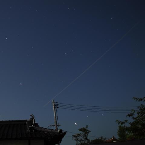 金星　木星と旅客機