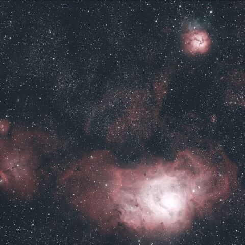 M8干潟星雲 M20三裂星雲 M21 NGC6559猫の手星雲 いて座