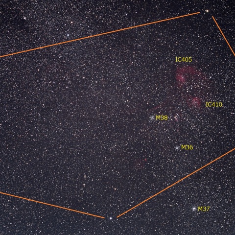 ぎょしゃ座 M36 M37 M38 IC410 IC405