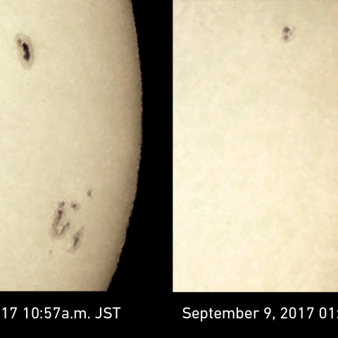 西縁に移動した大黒点群