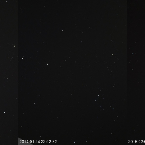 冬のダイヤモンドを通過する木星