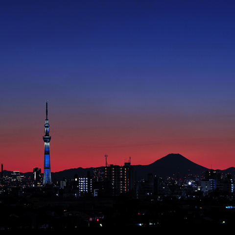 スカイツリーと富士山・水星・金星